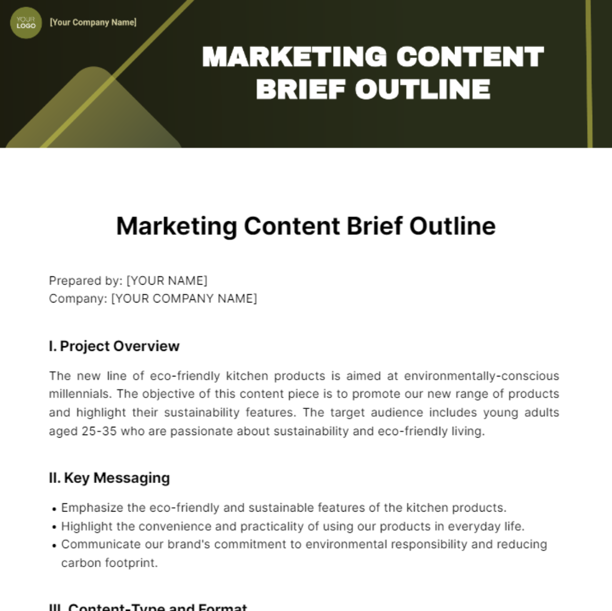 Marketing Content Brief Outline Template - Edit Online & Download