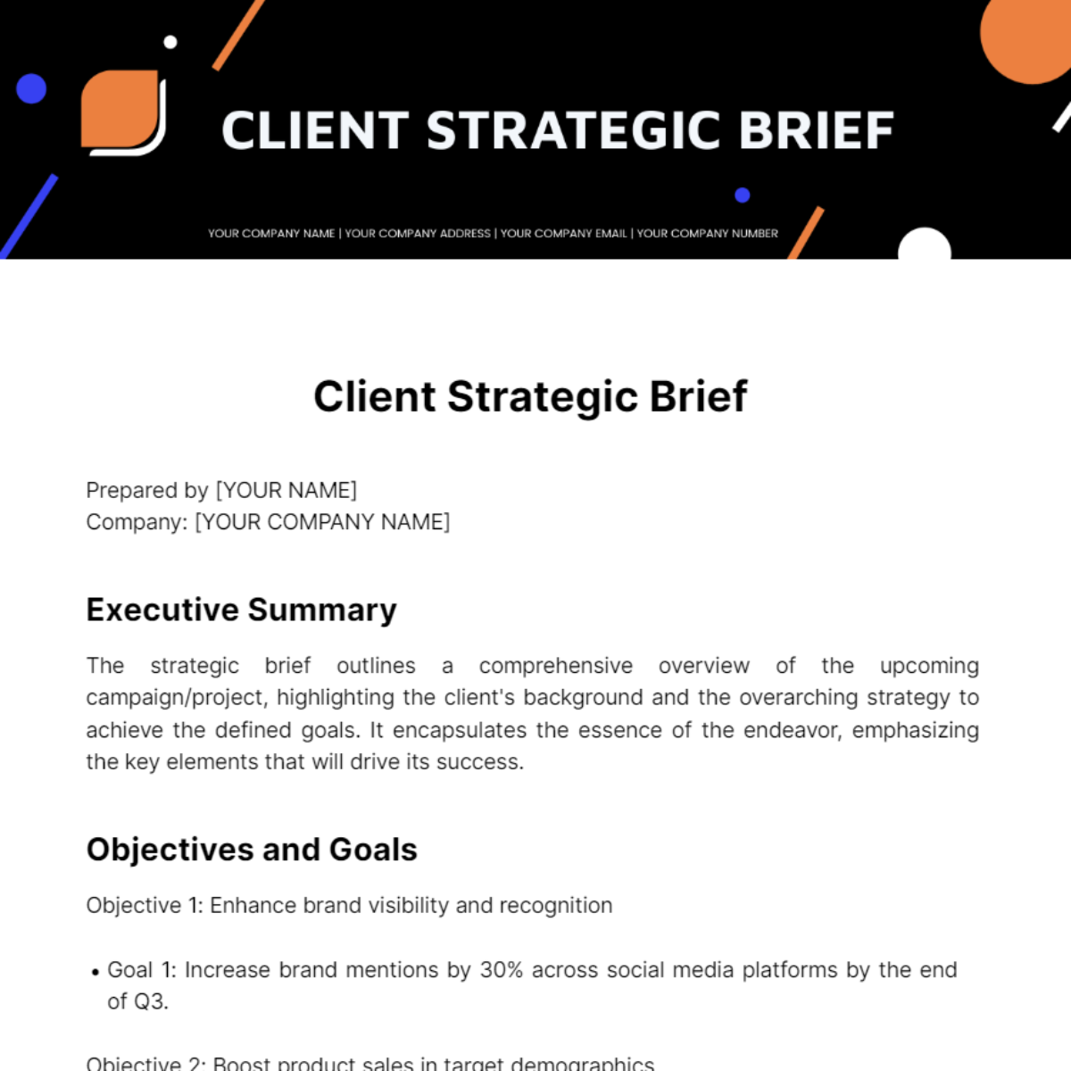 Client Strategic Brief Template - Edit Online & Download