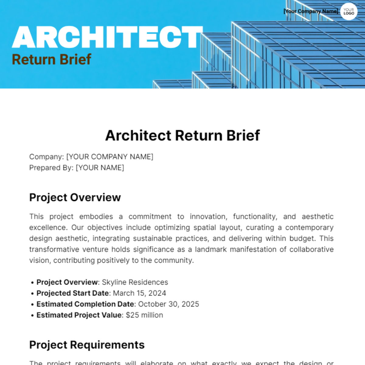 Architect Return Brief Template - Edit Online & Download