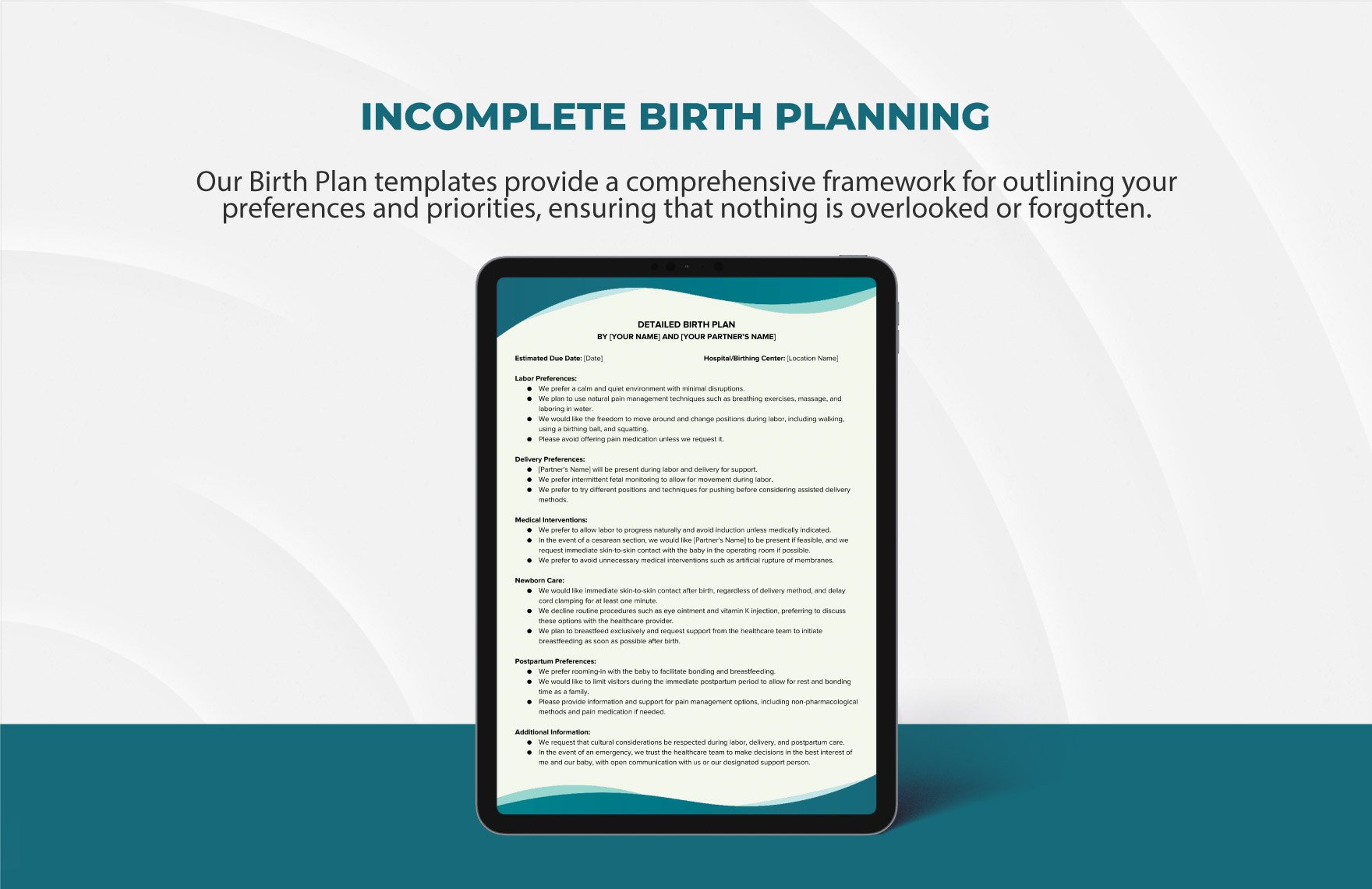 Detailed Birth Plan Template