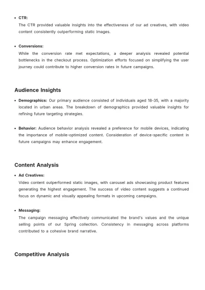 Free Social Media Advertising Campaign Debrief Template to Edit Online