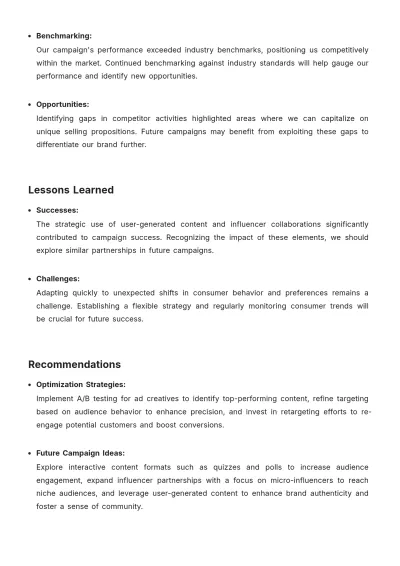 Free Social Media Advertising Campaign Debrief Template to Edit Online