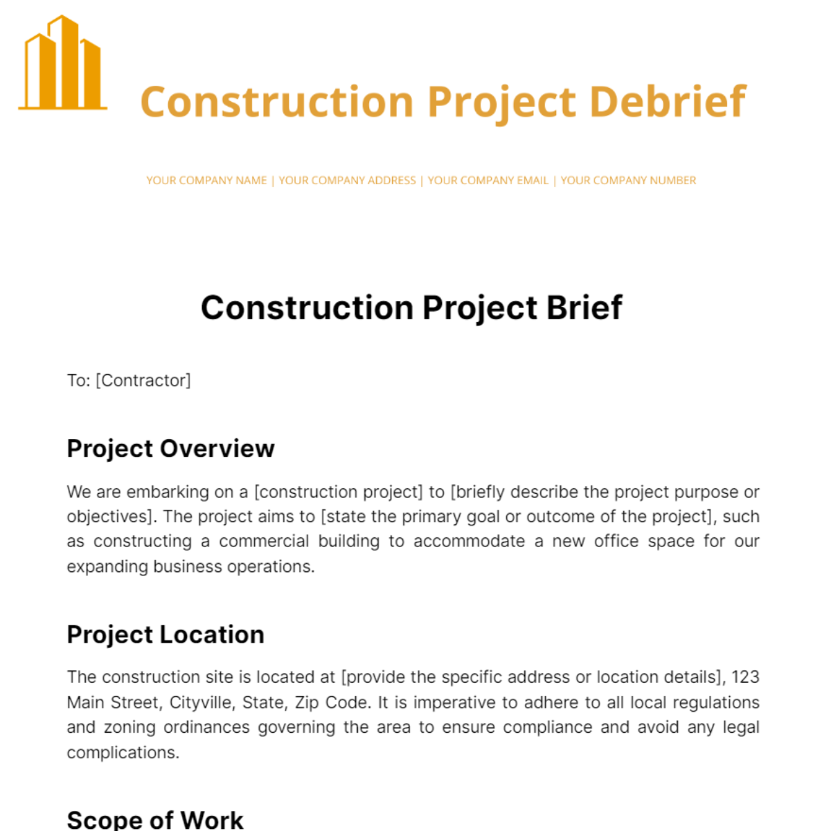 Construction Project Debrief Template - Edit Online & Download