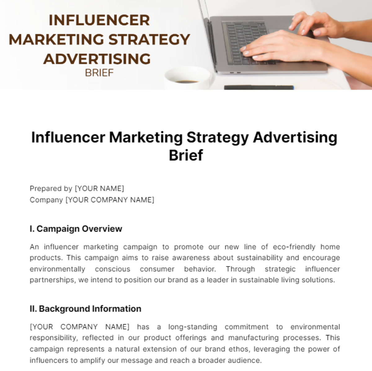 Influencer Marketing Strategy Advertising Brief Template - Edit Online & Download