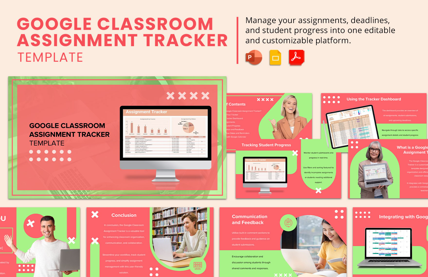 Google Classroom Assignment Tracker Template in PDF, PowerPoint, Google Slides