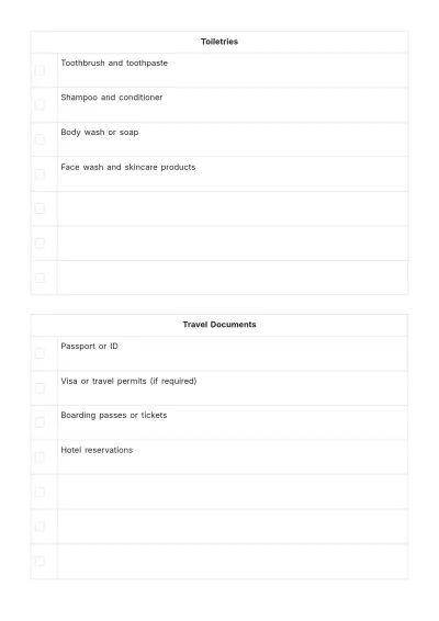 Free Vacation To Do List Template to Edit Online