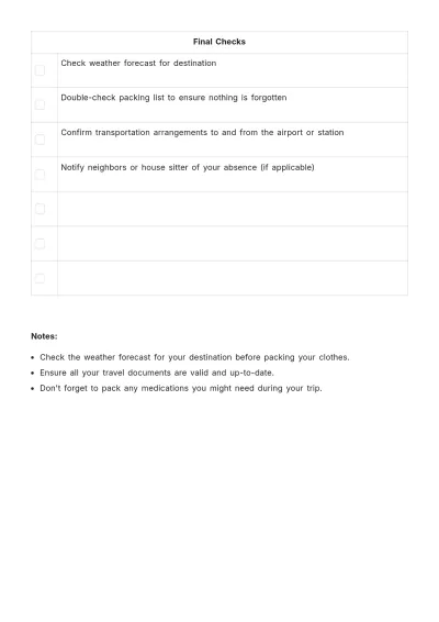 Free Vacation To Do List Template to Edit Online