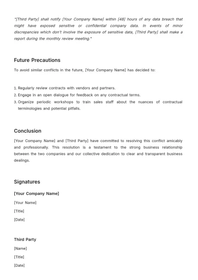 Free Sales Resolution of Contractual Terms Conflict Template to Edit Online