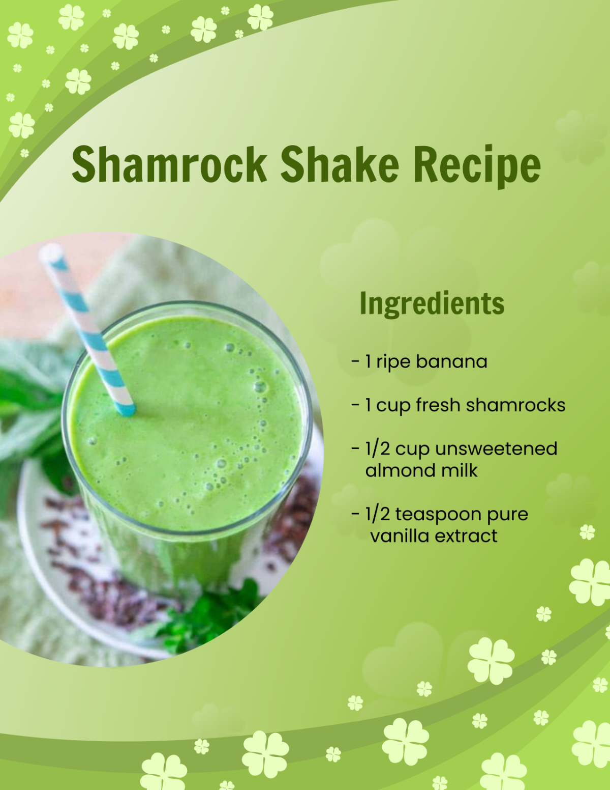 Healthy Shamrock Shake Recipe Template