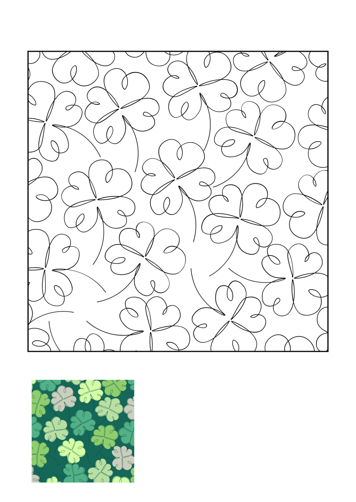 Shamrock Pattern Coloring Page Template