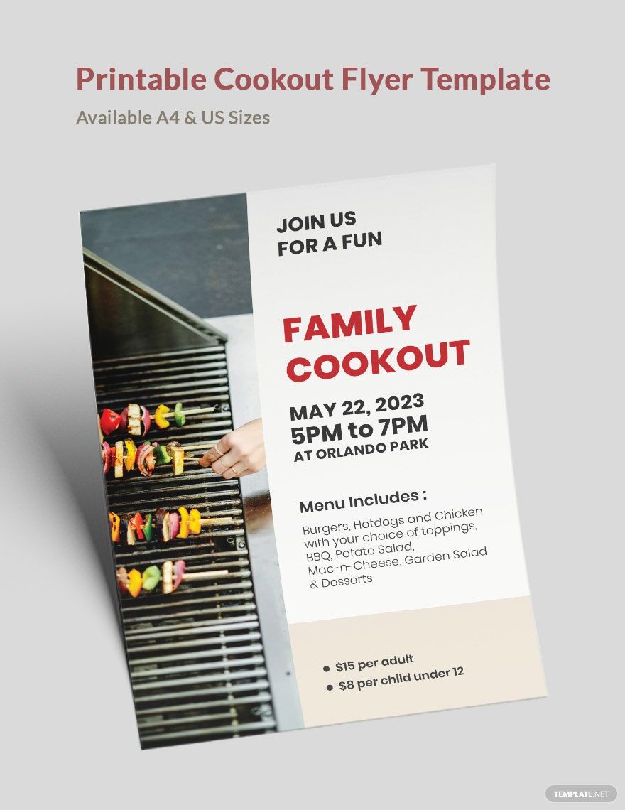 Printable Cookout Flyer Template in Word, Google Docs, Illustrator, PSD, Apple Pages, Publisher