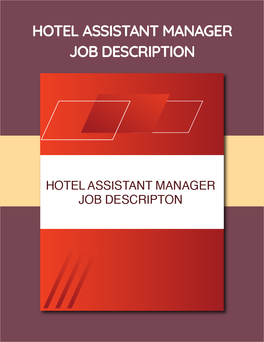 Assistant Hotel Manager Job Description Google Docs Word Apple 