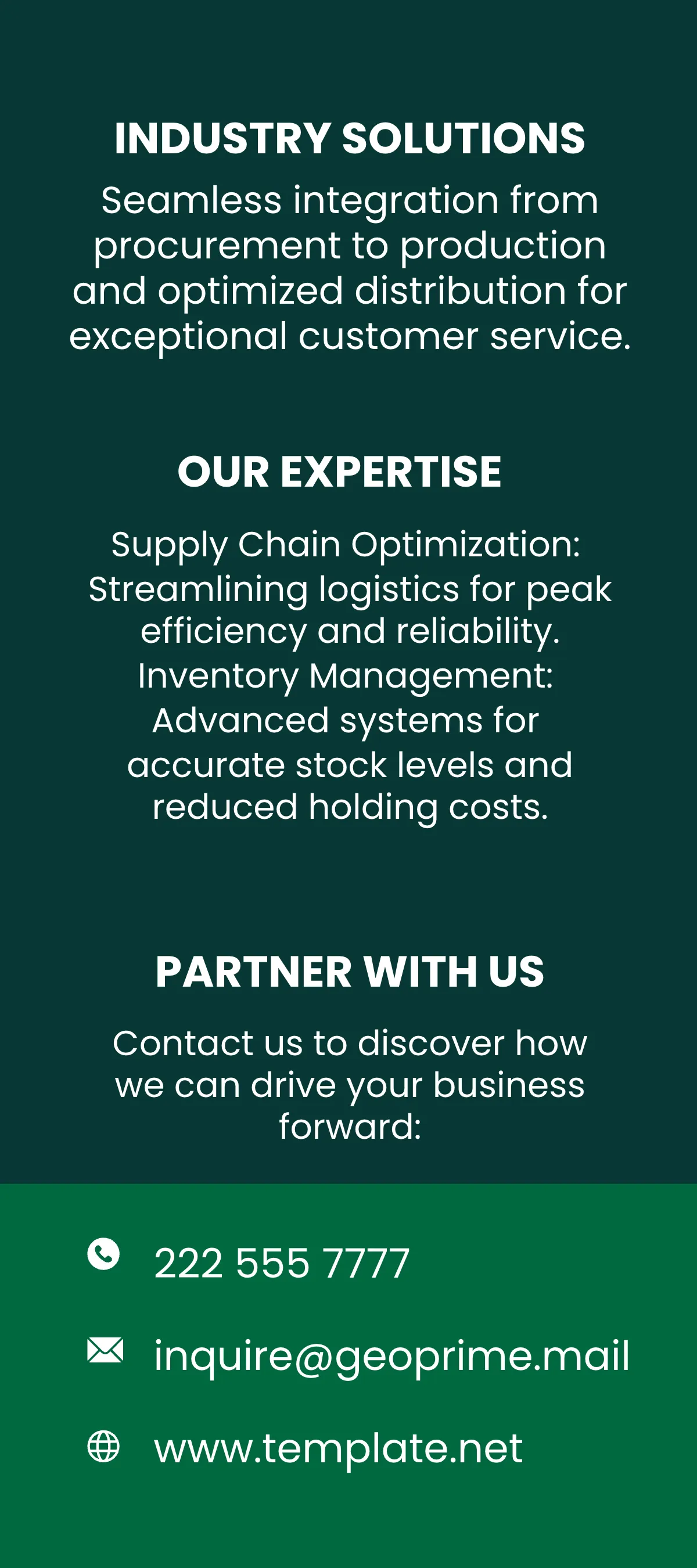 Free Supply Chain Management Solutions Rack Card Template to Edit Online