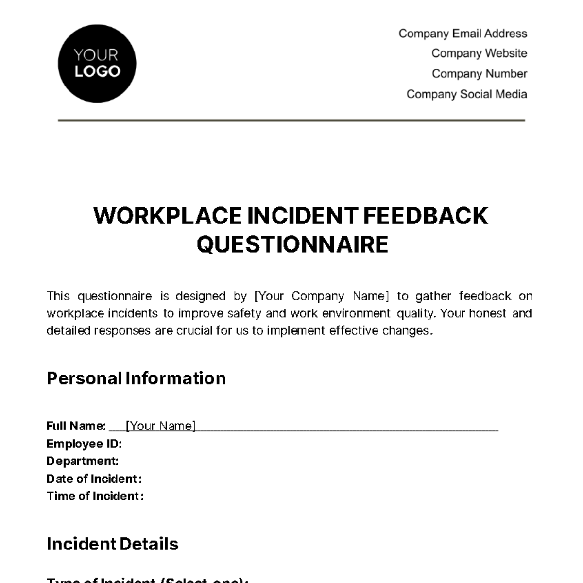 Workplace Incident Investigation Checklist Template - Edit Online ...
