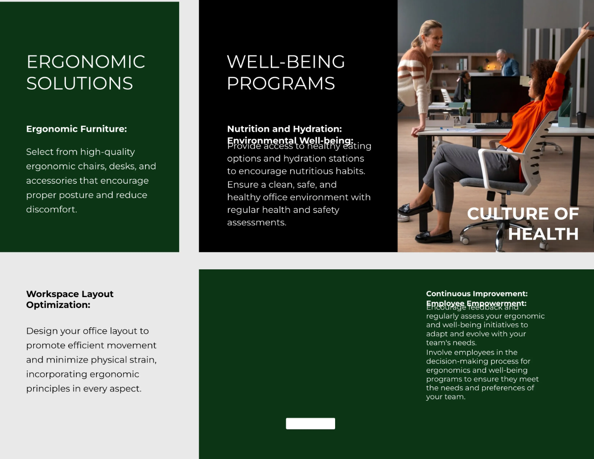 Free Office Ergonomics and Well-being Brochure Template to Edit Online