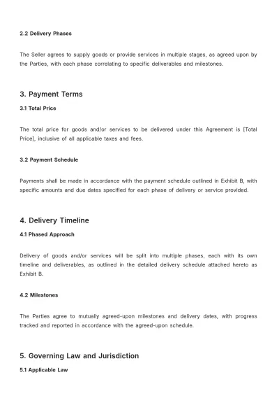 Free Sales Agreement for Multi-Phase Deal Closure Template to Edit Online
