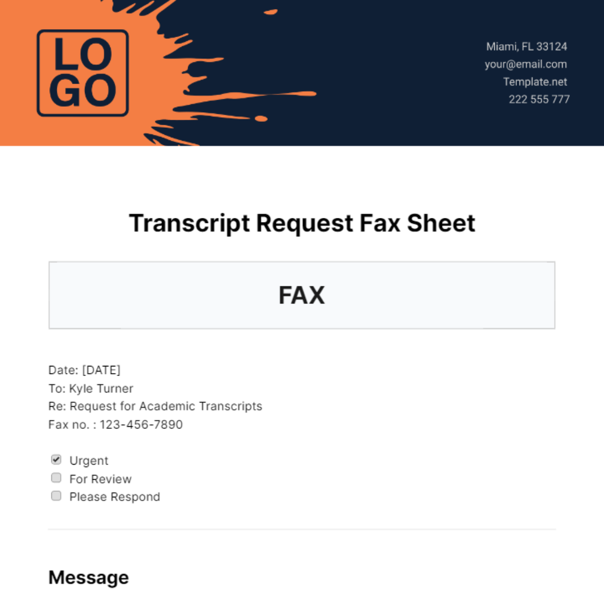 Transcript Request Fax Sheet Template - Edit Online & Download