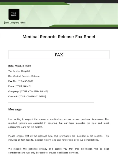 Free Medical Records Release Fax Sheet Template to Edit Online