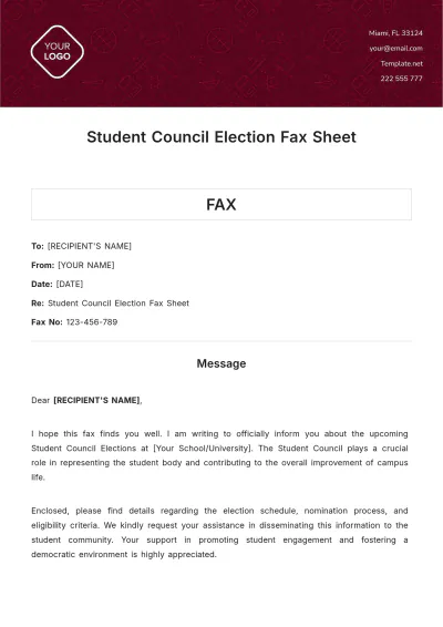 Free Student Council Election Fax Sheet Template to Edit Online