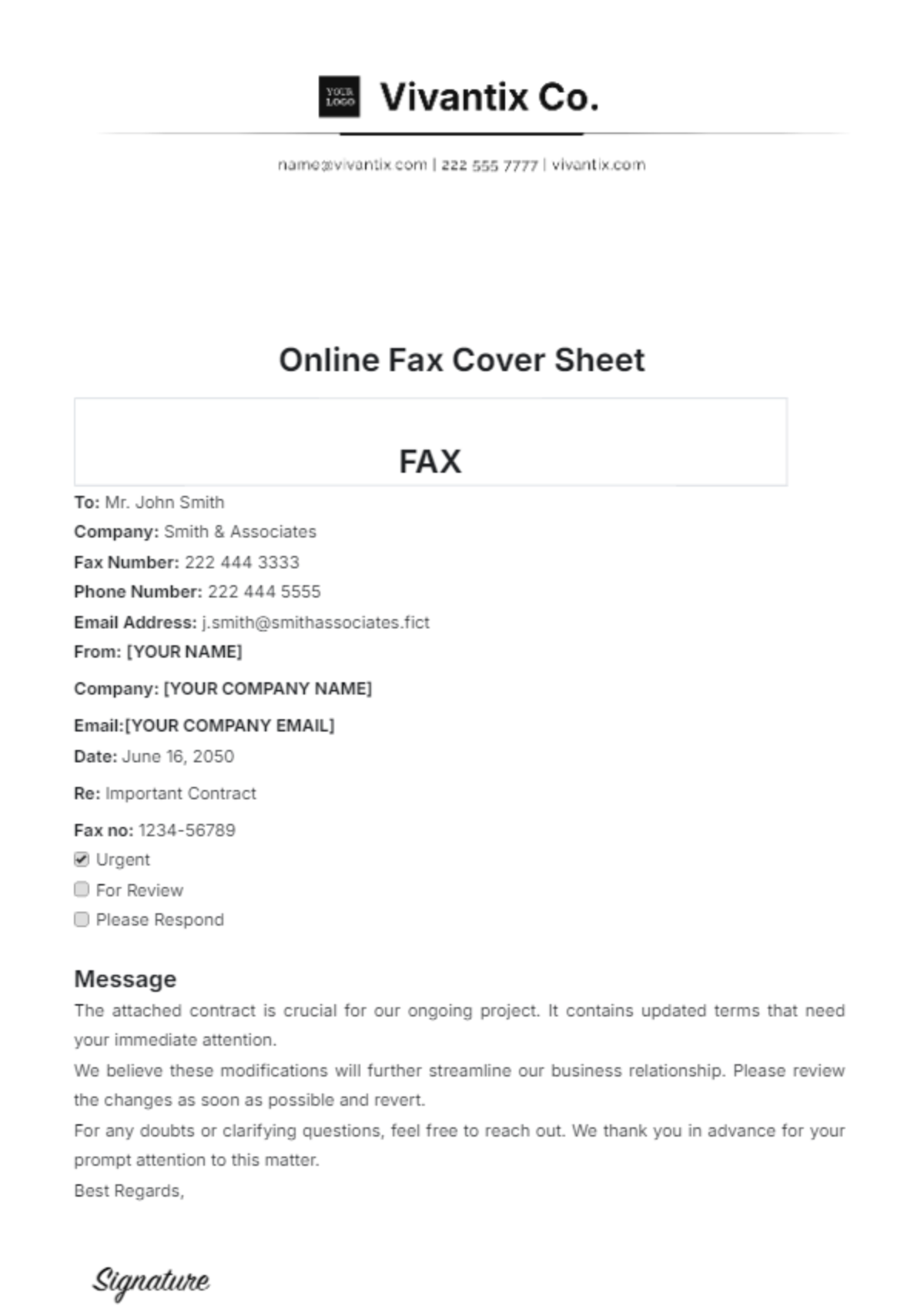 Online Fax Cover Sheet Template - Edit Online & Download