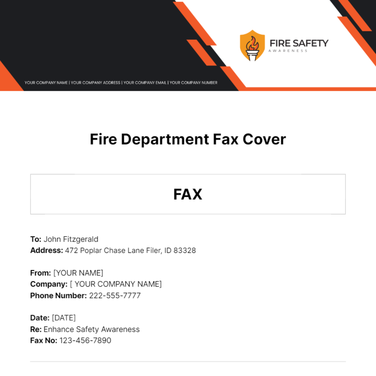Fire Department Fax Cover Sheet