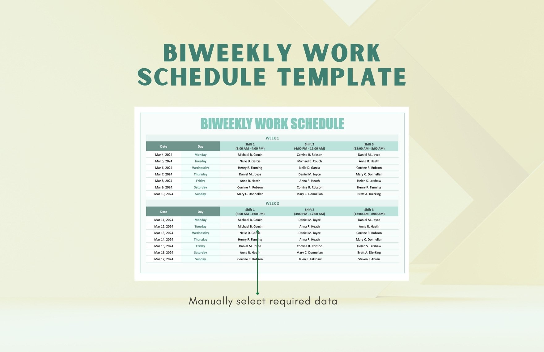 Biweekly Work Schedule Template