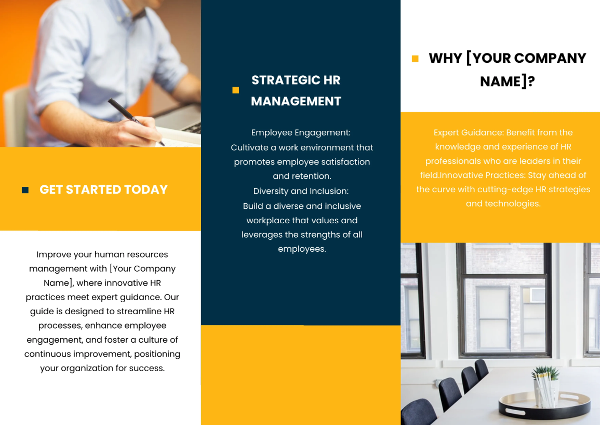 Free Human Resources Management Guide Pamphlet Template to Edit Online