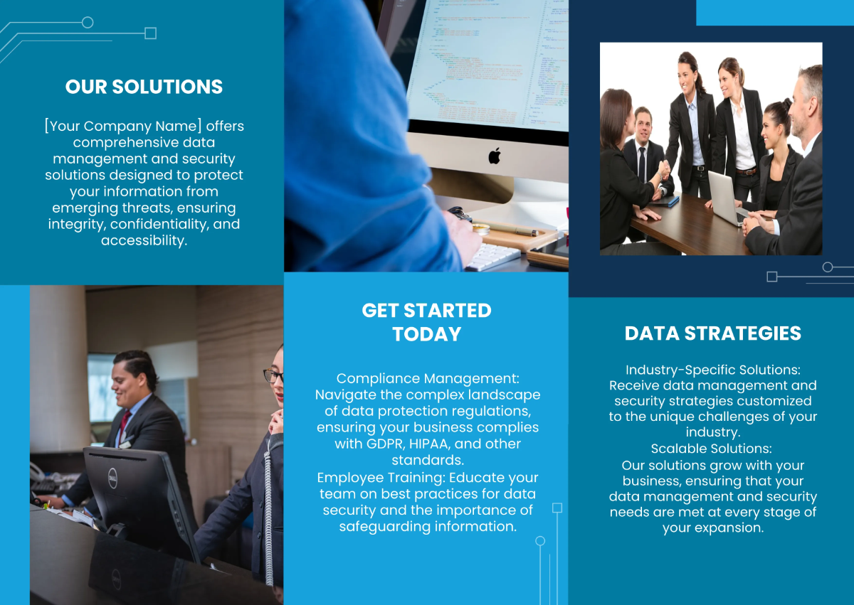 Free Data Management and Security Solutions Pamphlet Template to Edit Online