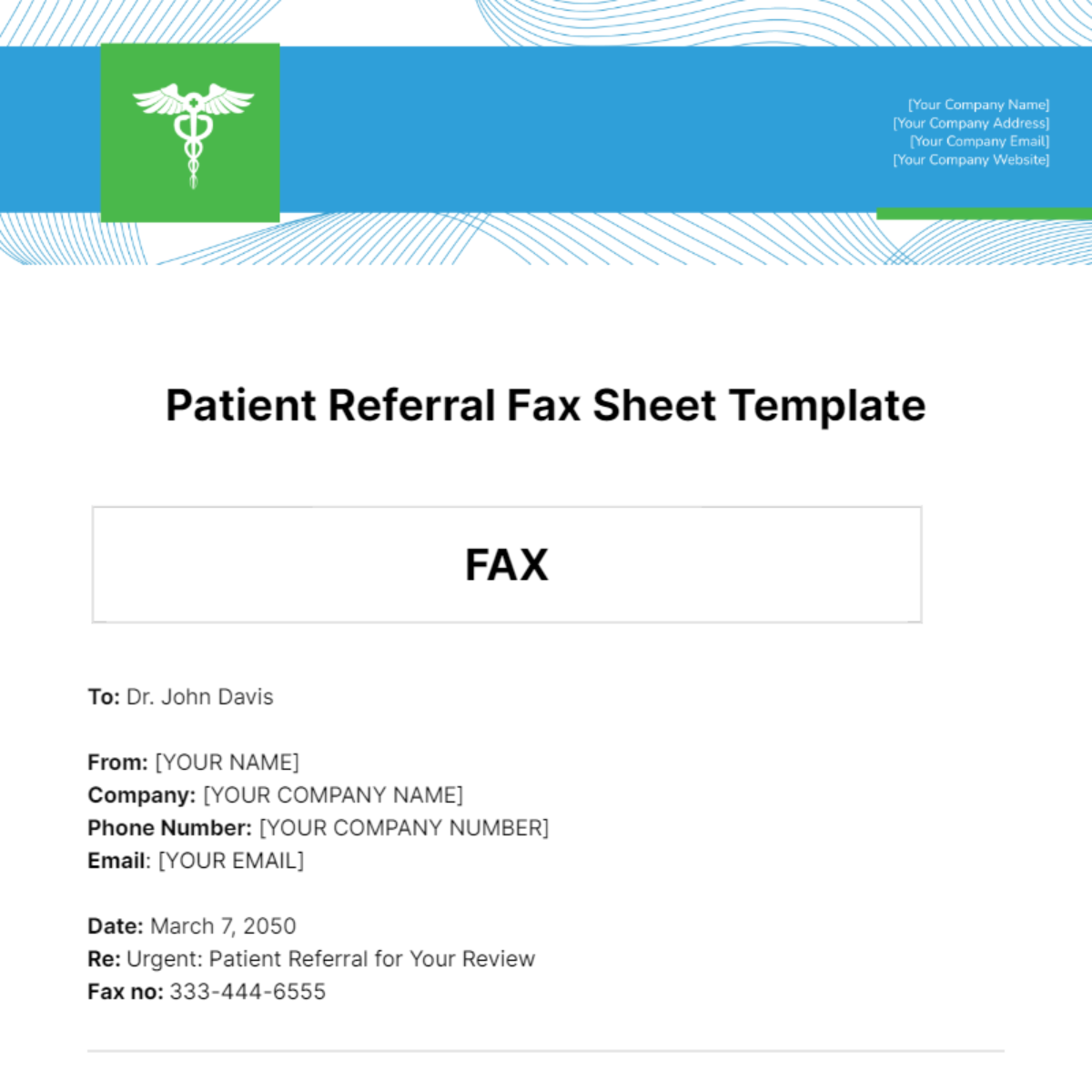 Patient Referral Fax Sheet Template