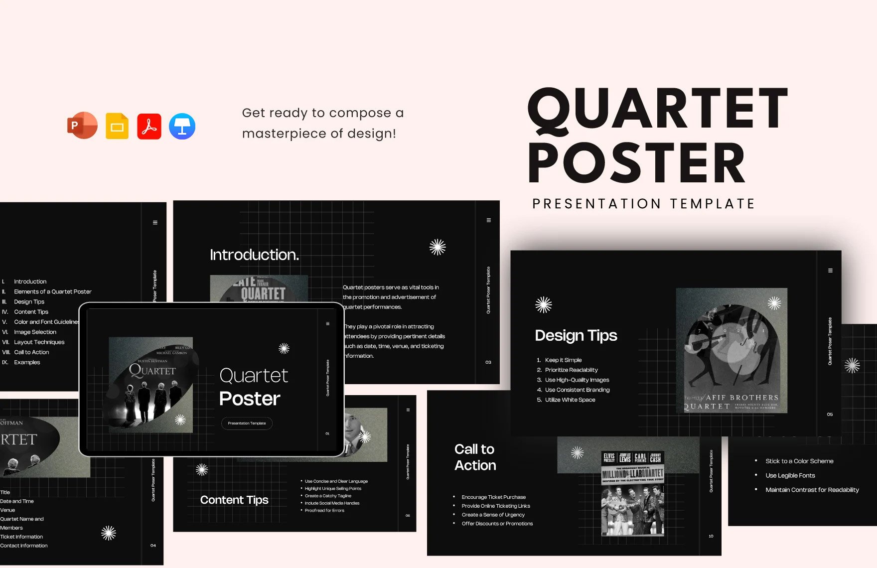 Quartet Poster Template in PDF, PowerPoint, Google Slides, Apple Keynote