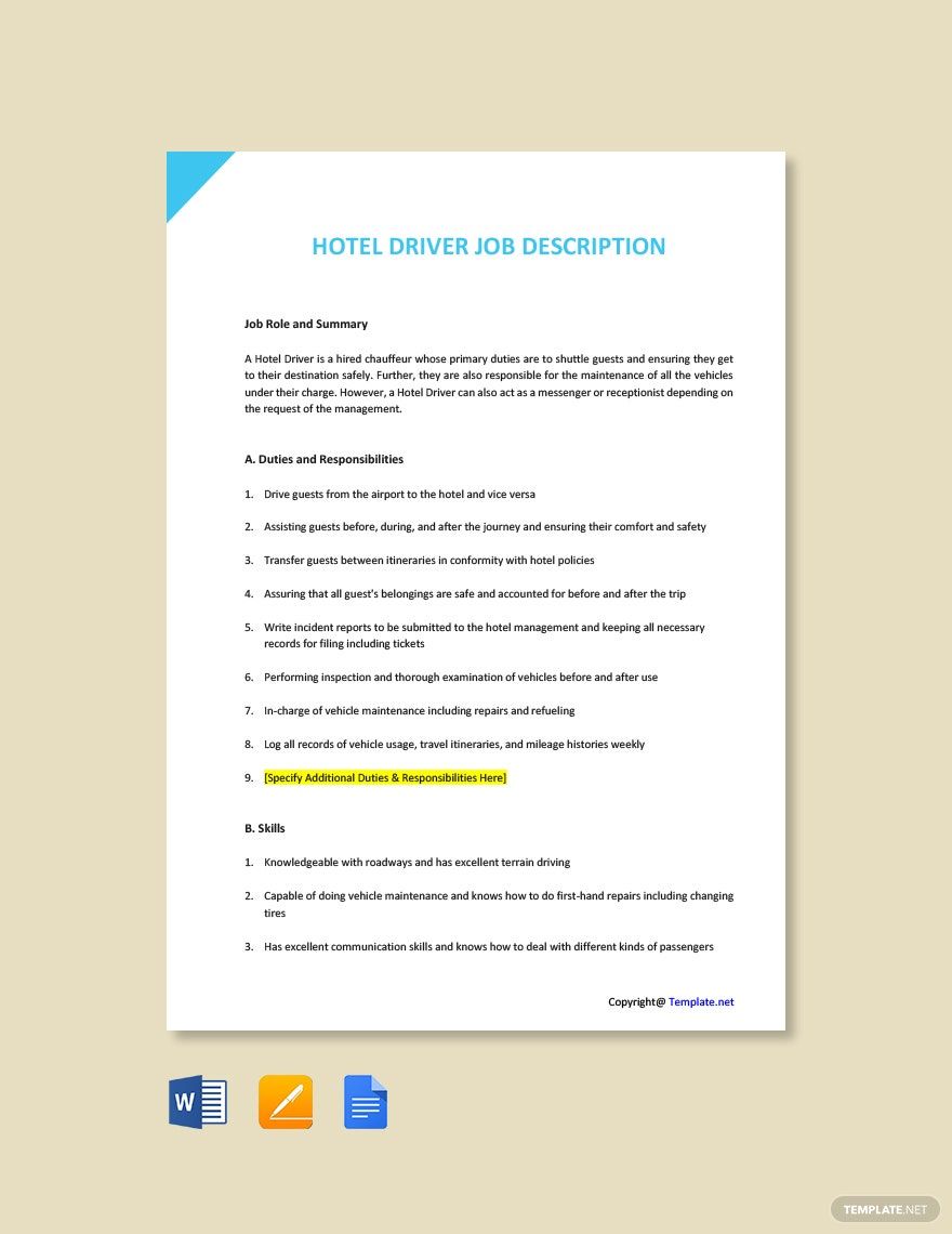 Free Sample Delivery Driver Job Description Template Google Docs 