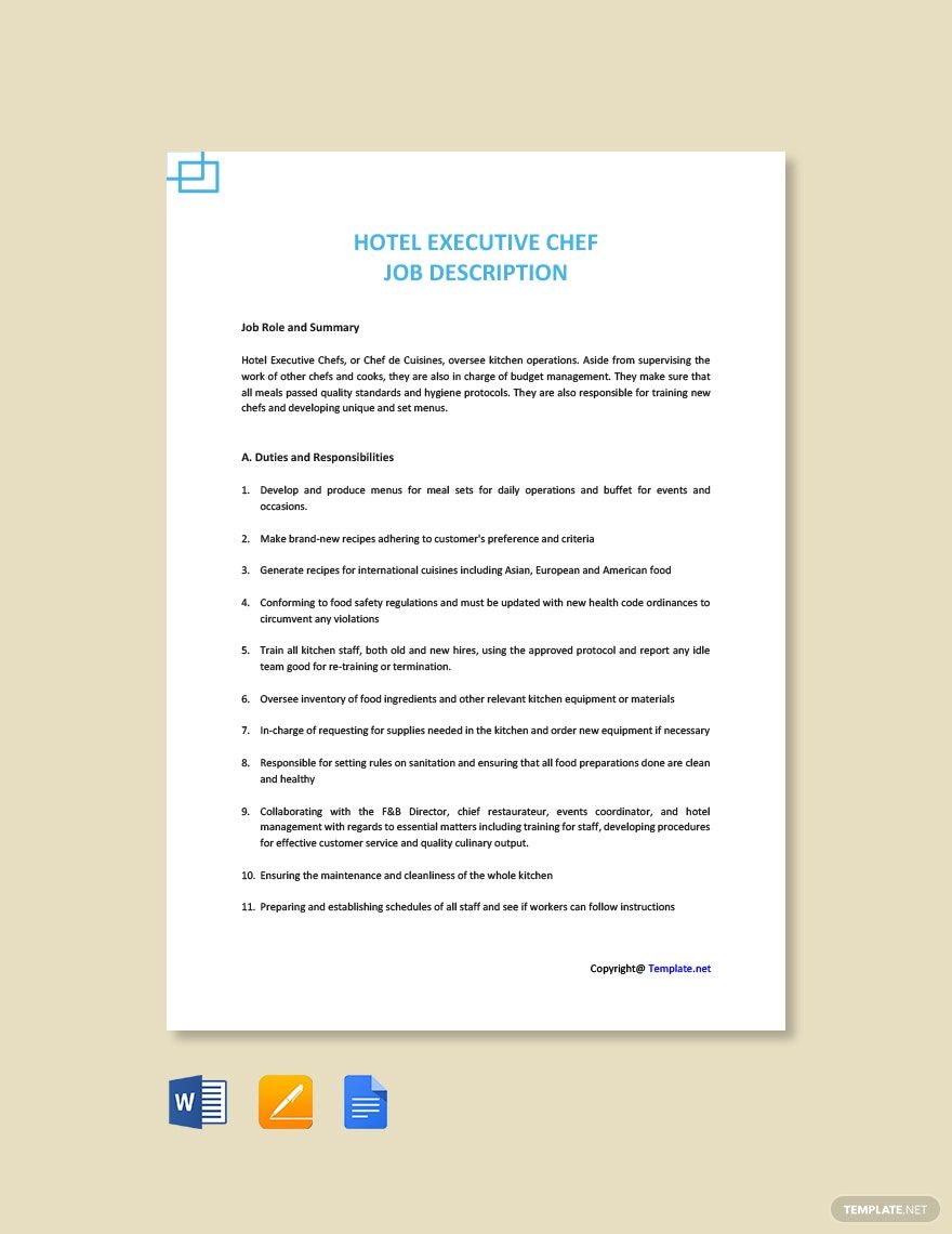 Executive Chef Template In Word FREE Download Template