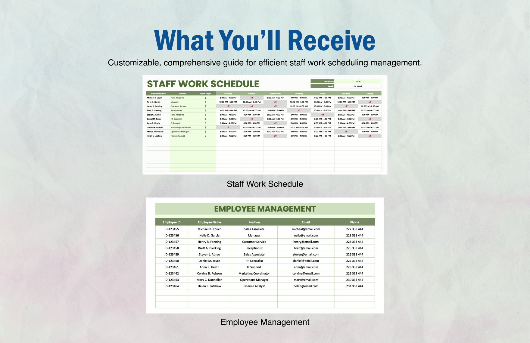 Staff Work Schedule Template