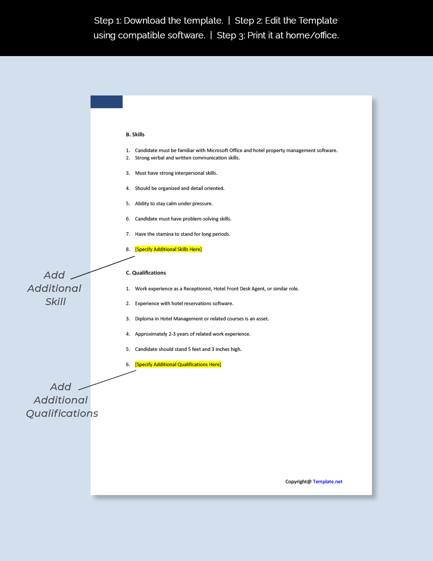 Hotel Front Desk Agent Job Description Google Docs Word Apple Pages 