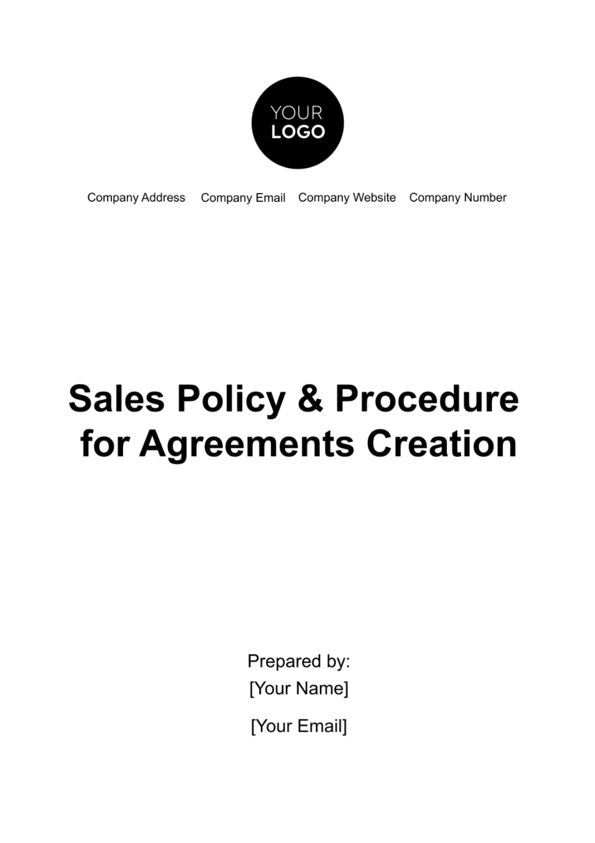 Sales Policy & Procedure for Agreements Creation Template - Edit Online & Download