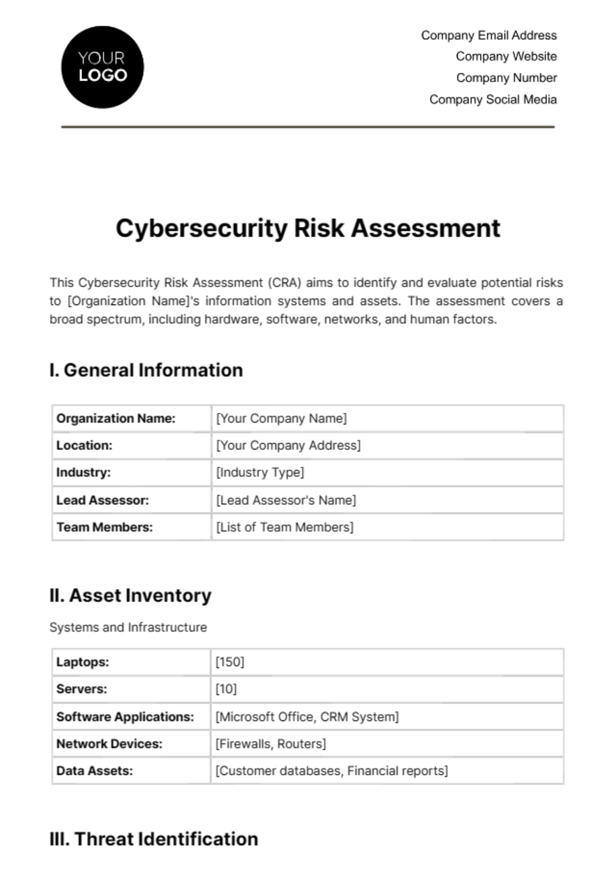Free Cybersecurity Risk Assessment Template