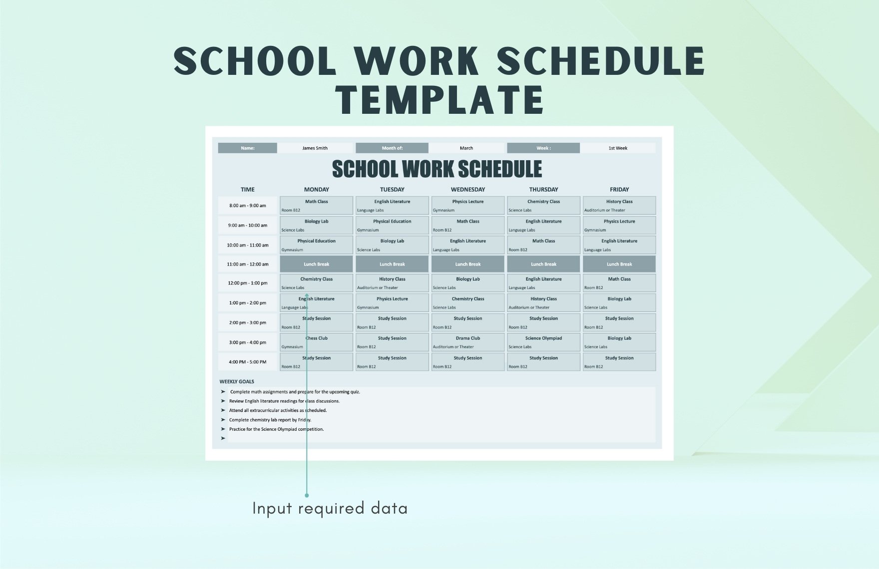 School Work Schedule Template