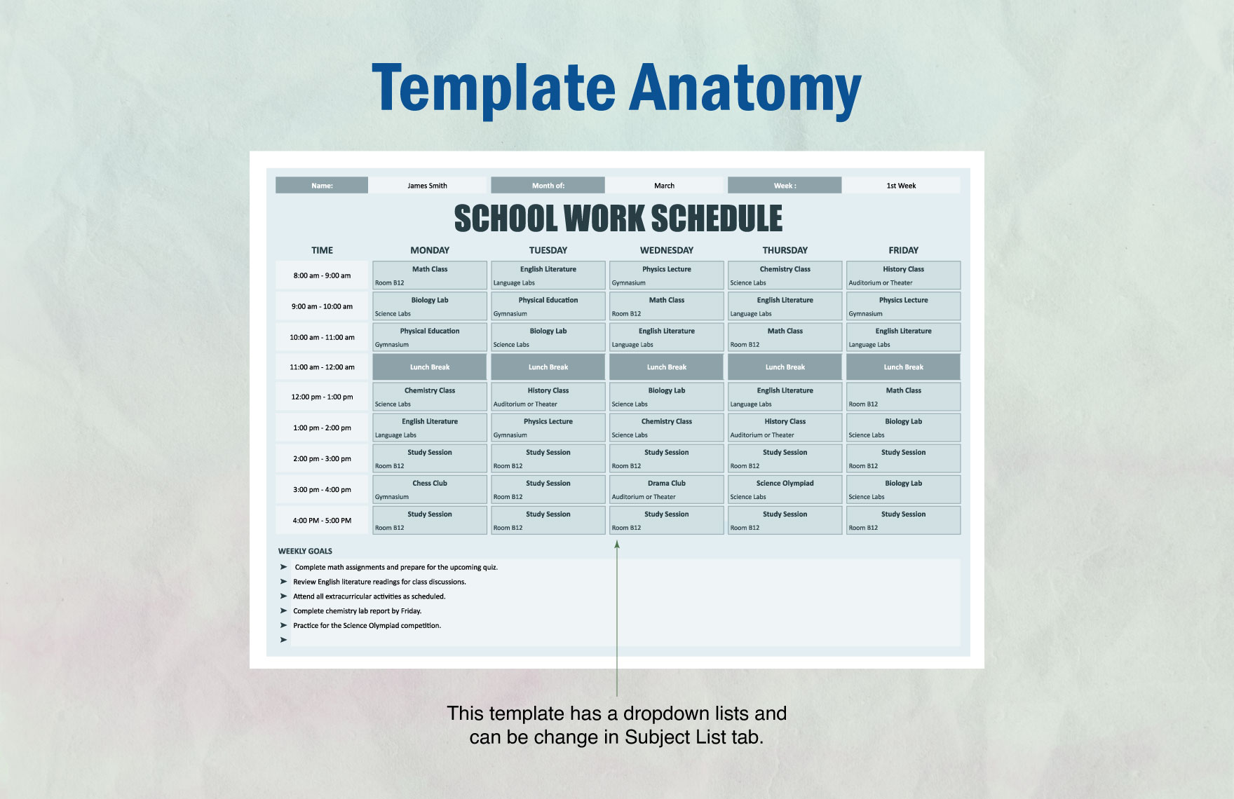 School Work Schedule Template