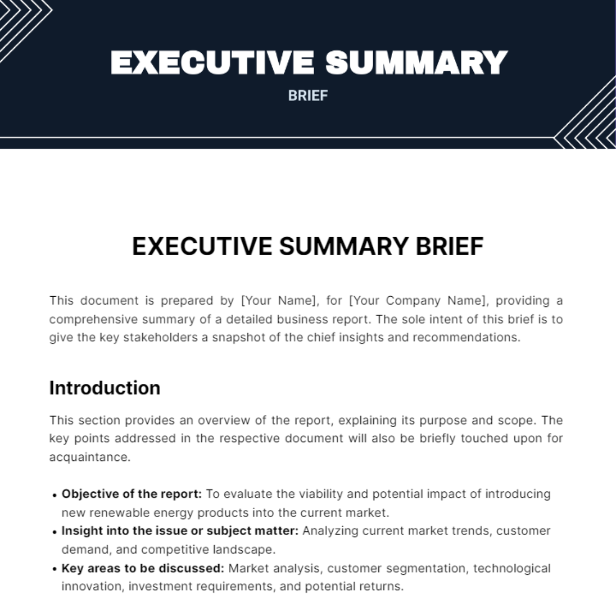 Executive Summary Brief Template - Edit Online & Download