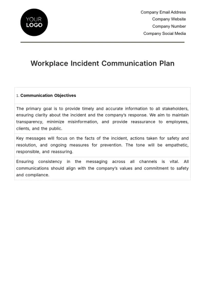 Free Workplace Incident Communication Plan Template to Edit Online