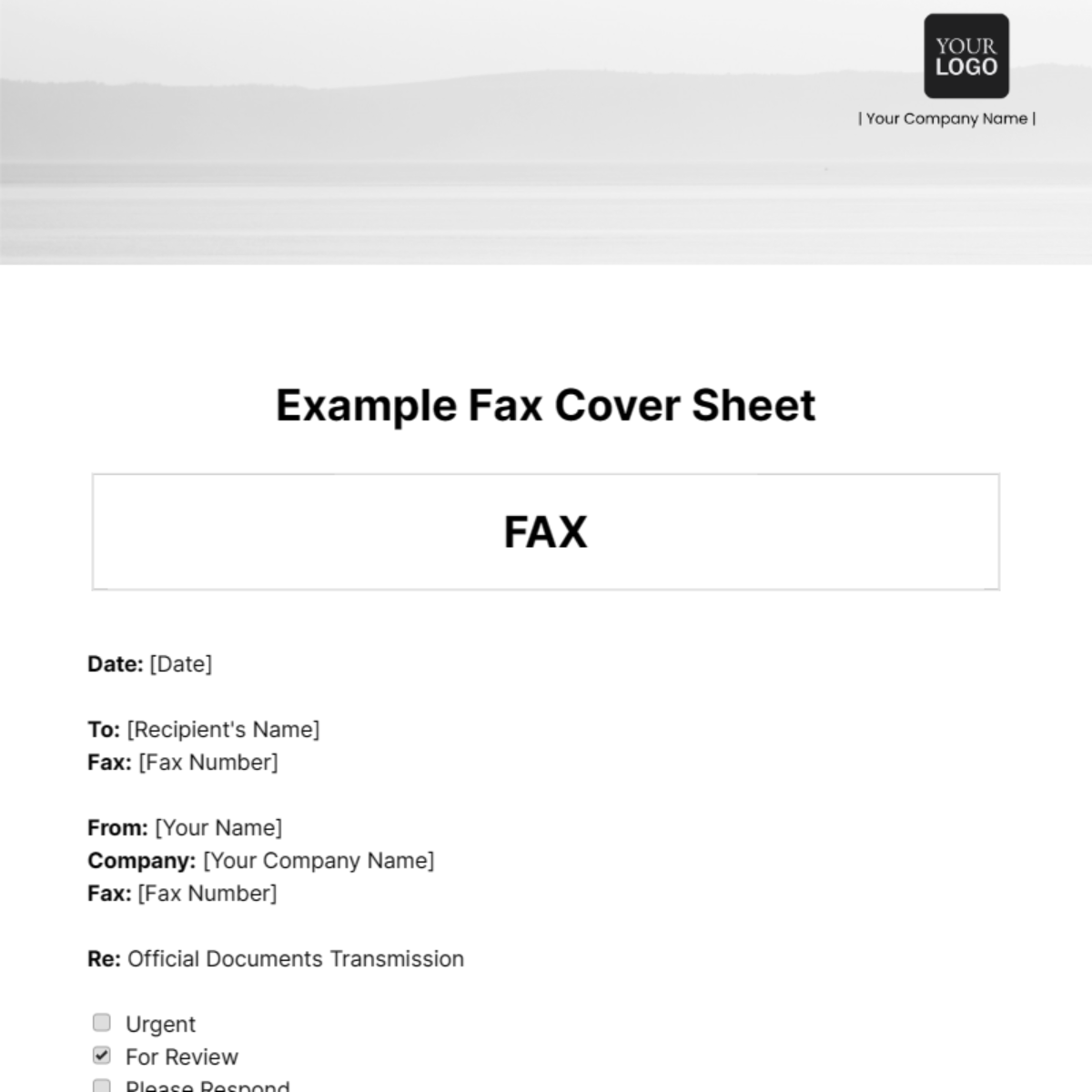 Free Example Fax Cover Sheet Template - Edit Online & Download ...