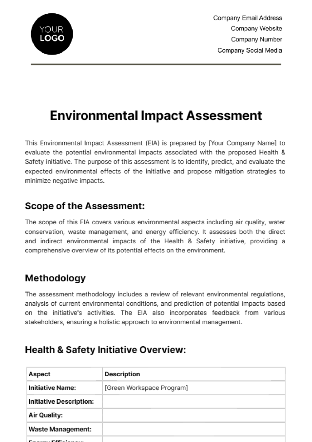 Environmental Impact Assessment Template