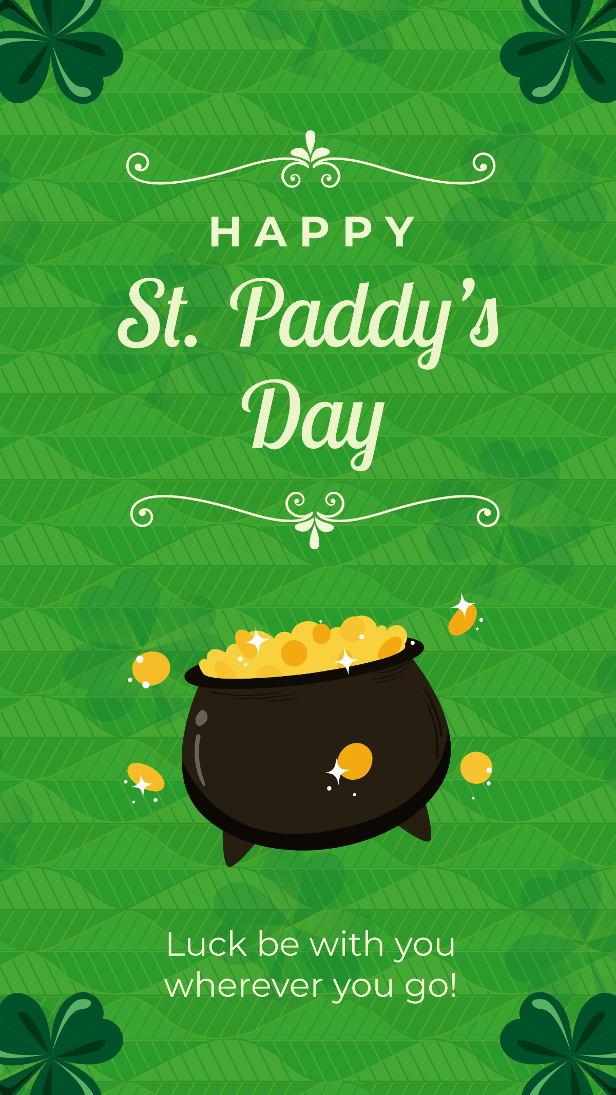 Simple Shamrock St Patrick's Day Greeting Instagram Story Template