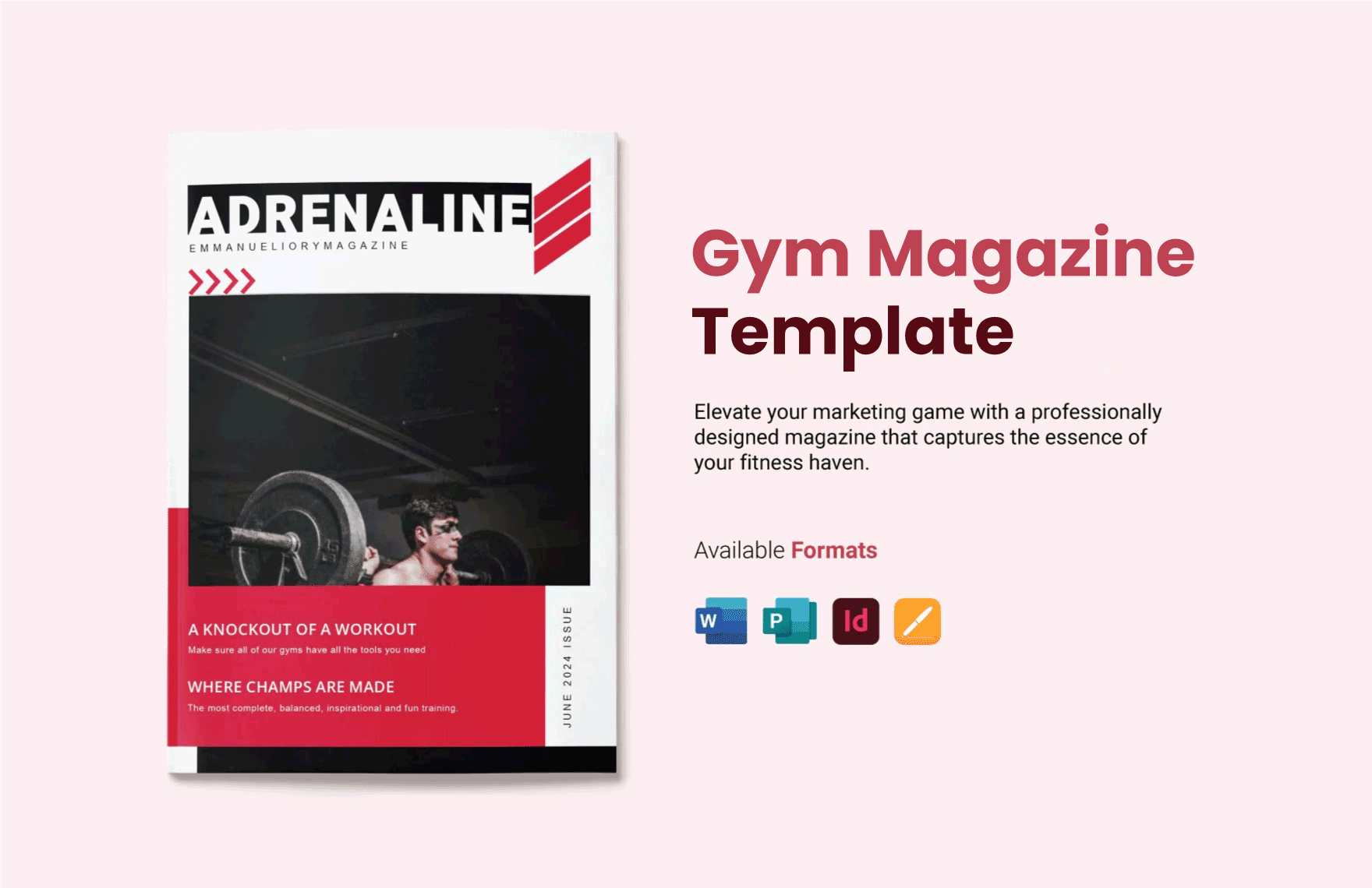 Free Gym Magazine Template in Word, Apple Pages, Publisher, InDesign