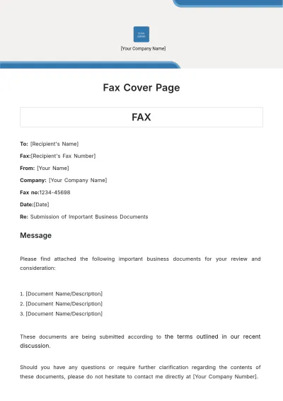 Free Fax Cover Page Template to Edit Online