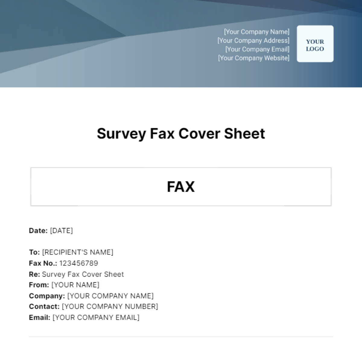 Survey Fax Cover Sheet Template