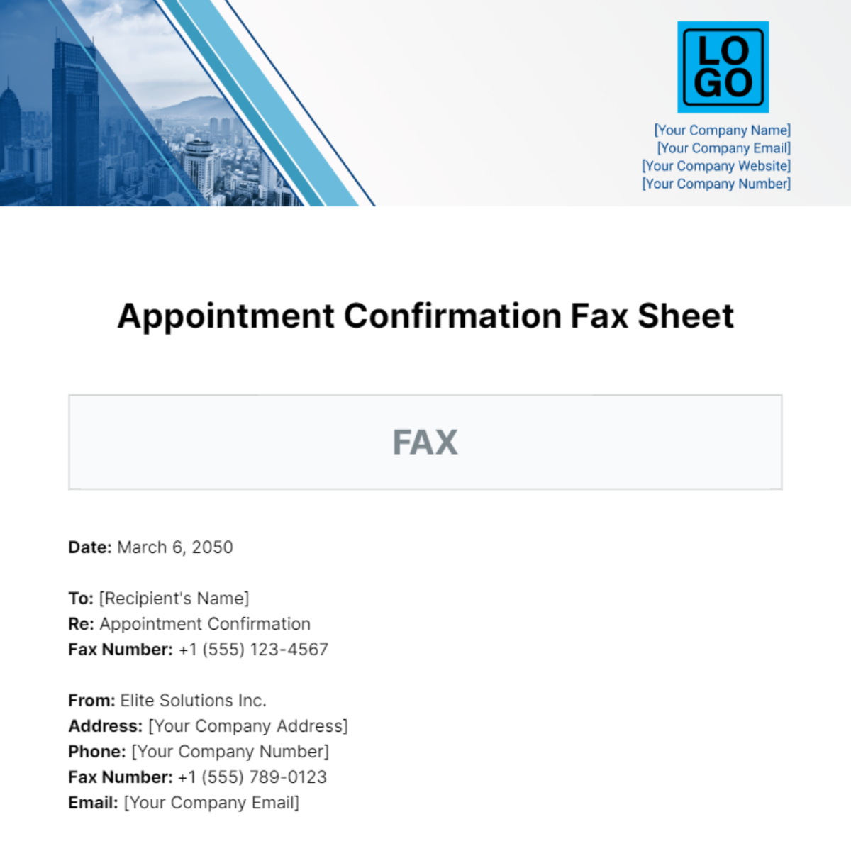 Free Appointment Confirmation Fax Sheet Template