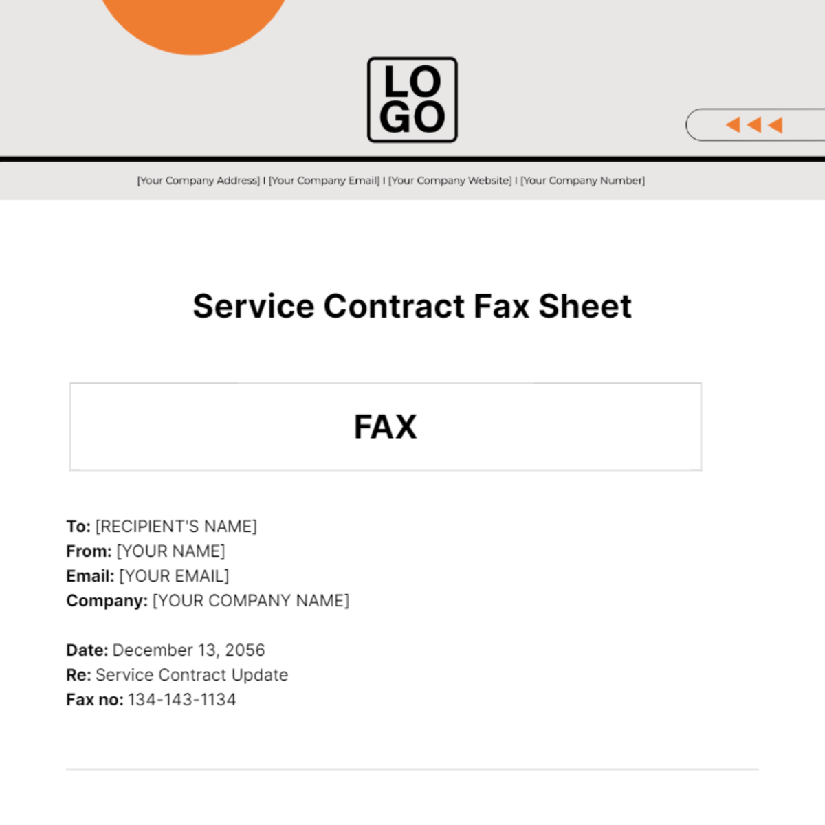 Service Contract  Fax Sheet Template - Edit Online & Download