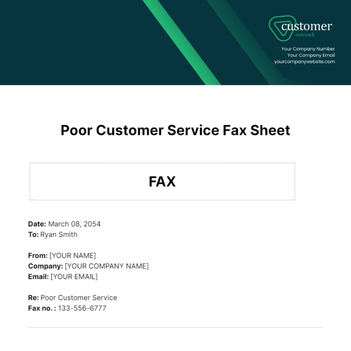 Poor Customer Service  Fax Sheet Template - Edit Online & Download