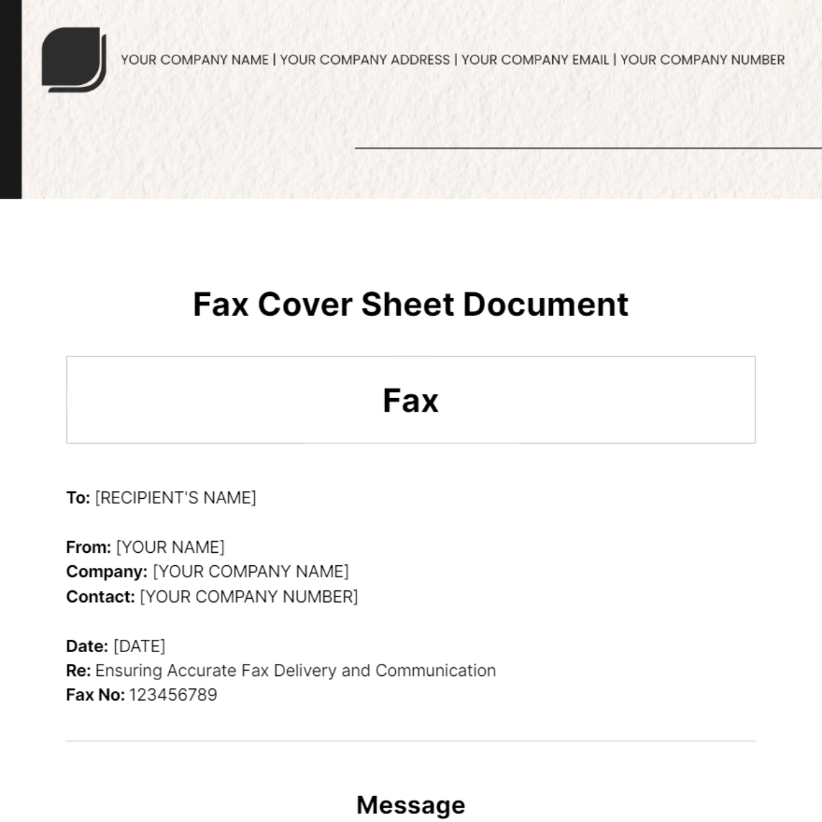 Free Fax Cover Sheet Document Template